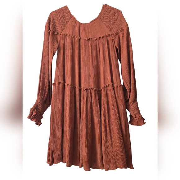 Rust Orange Long Sleeve Dress - Picture 1 of 9